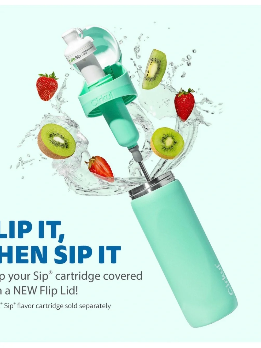 Cirkul Spearmint Straw Sip Flip Bottle-NWT
